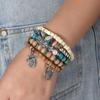 Bohemian Coconut Shell Beads & Crushed Stone Horseshoe Pendant Bracelet Set - 5 Pieces