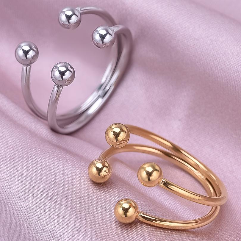 304 Stainless Steel Adjustable Titanium Fashion Ring for Women - Non-Fading, Simple European & American Style.