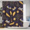 Decorative Shower Curtain with Butterfly Flower Pattern, Waterproof Fabric for Bathroom Decor Navy Blue Color