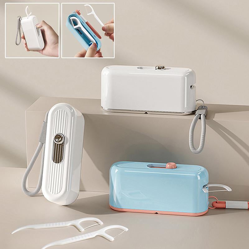 Floss Dispenser Automatic Ejectable Floss Organiser Oral Care Press-On Disposable Flossing Sticks Refillable Storage Box
