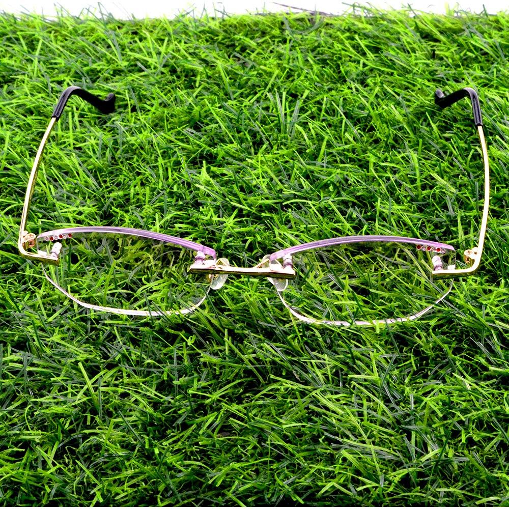 Rimless Luxury Gold Frame Hinge Exquisite Temples Diamond Cut Multilayer Coating Women Reading Glasses +0.75 To +4