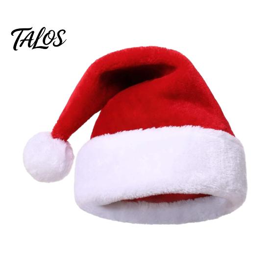 Holiday Costume Accessories Christmas Santa Hat, Flannel Plush Hat for Adults, Soft Thickened Thanksgiving Halloween Props Red White Velvet