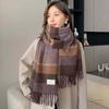 Winter Student Scarf for Women New Striped Imitation Cashmere Warm Tassel Scarf for Men Korean Style Girl Series