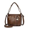 Women's Ruched Design Crossbody Bag Shoulder Bag Stylish Faux Leather Casual Bucket Bag
