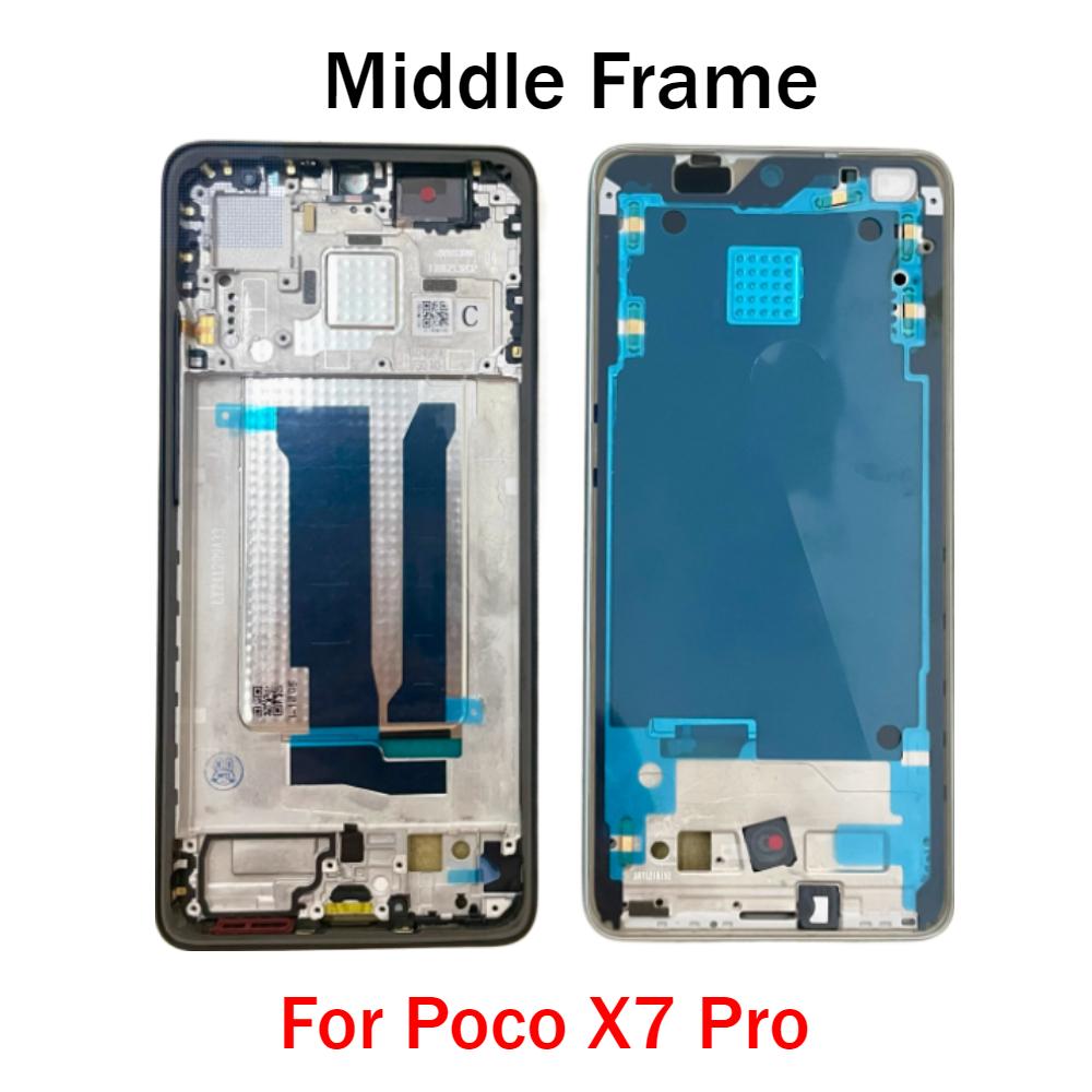 Middle Frame For Poco X7 / Pro LCD Front Frame Housing Bezel With Side Button Repair Parts