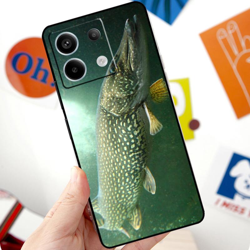 Pike Fish Fishing Bait Funda For Xiaomi Redmi Note 13 10 11 12 14 Pro 11S 12S Case For Redmi 15 12C 13C 14C 10C 15C