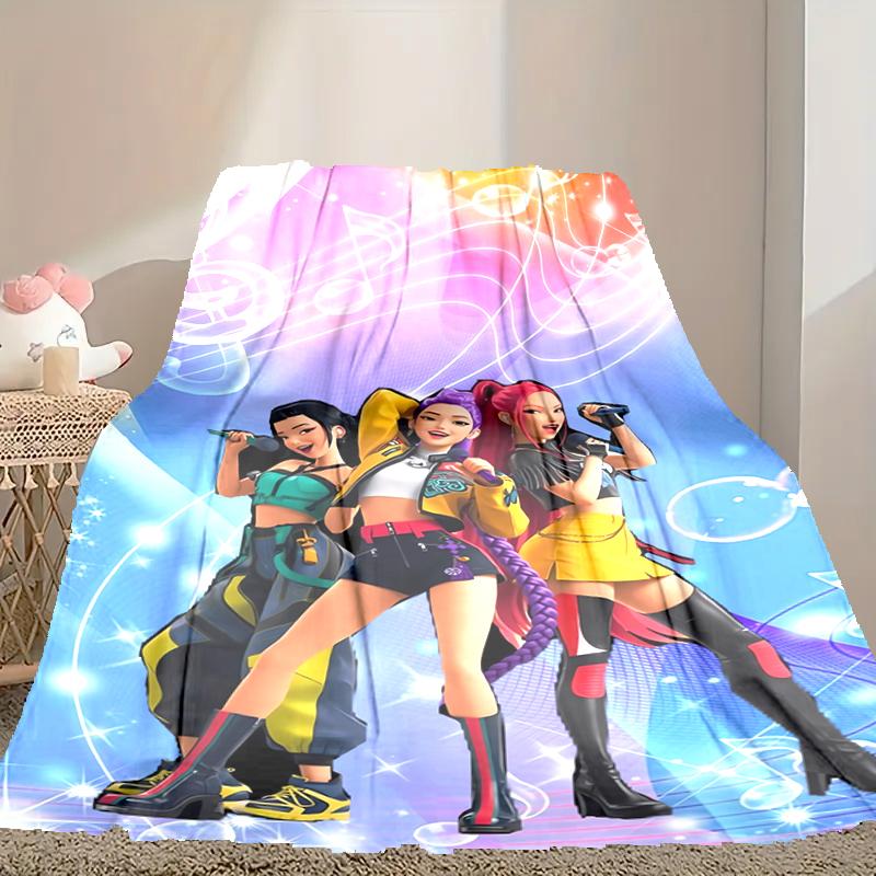 1pc Kpop Demon Hunters Blanket, Cozy Valentine's Day Blanket, Multi-functional Nap Blanket Available Throughout the Four Seasons