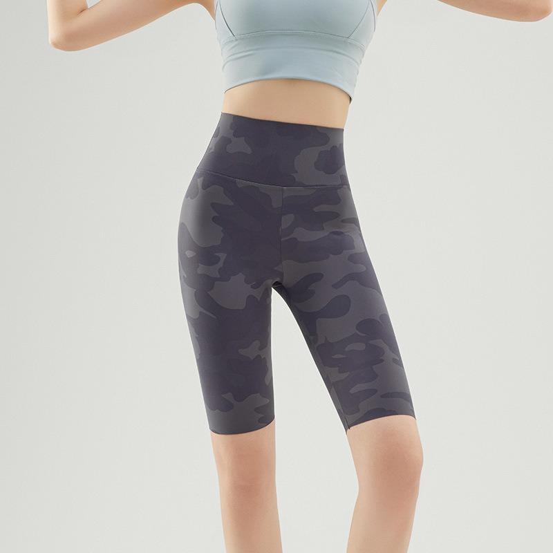 Camouflage five-point ice shark pants summer wear sports yoga pants women's hip lift belly women's leggings