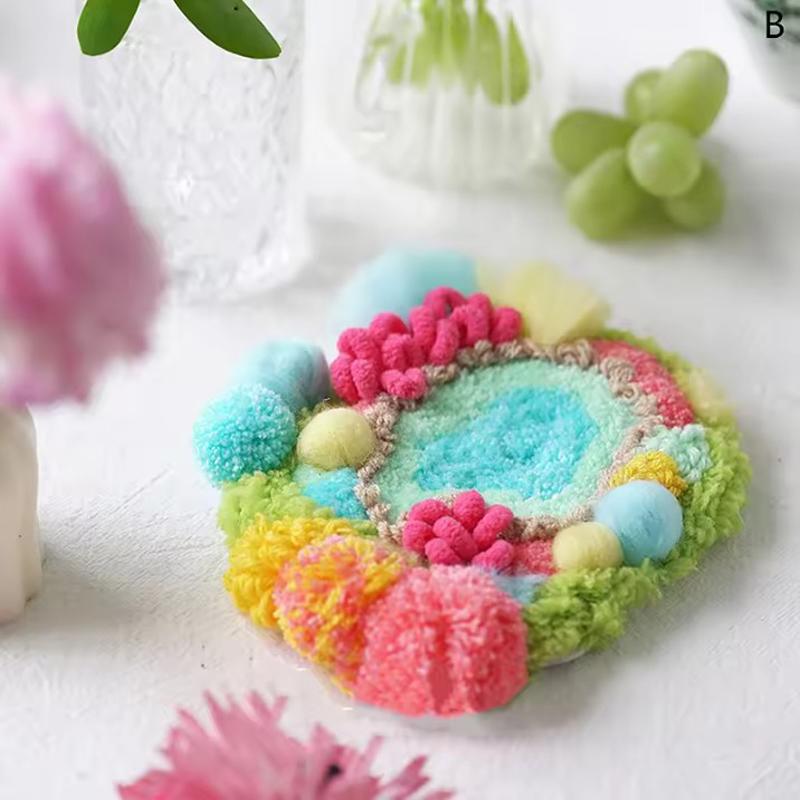 

Moss Embroidery Punch needle Kit DIY wool Felt integrated Human Moss coaster DIY yarn craft material for home decor