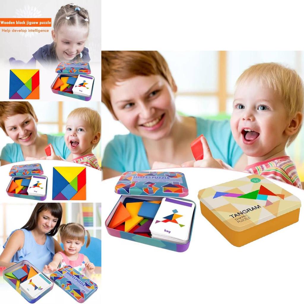Langlebiges magnetisches Holz-Tangram-Puzzle für Kinder, Lernspielzeug für Kindergarten und Grundschule