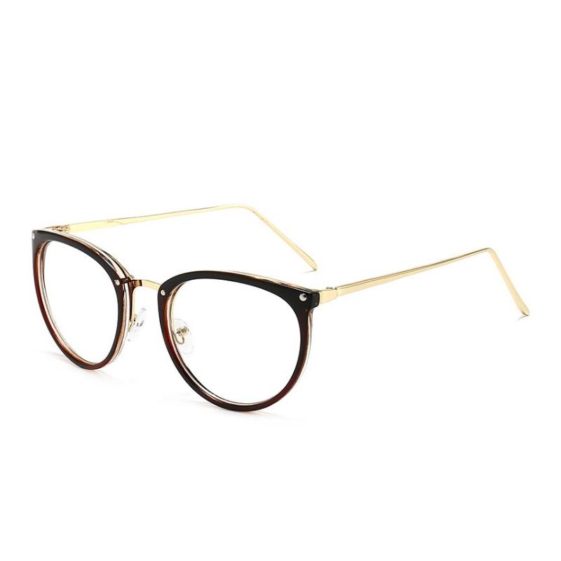 Optical Goggles Plano Glasses Frame for Women and Men Round Oversized Cat Eye Eyeglasses Retro Frames Metal Clear Lenses Eyewear