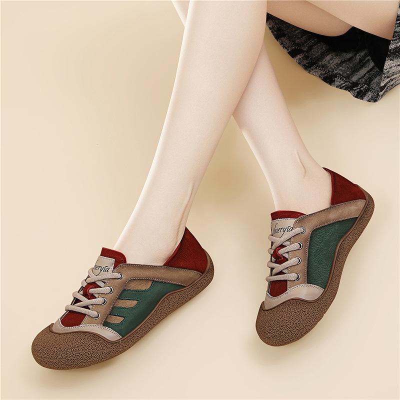 

Retro literary and artistic style color matching German training shoes women s round head new comfortable and lightweight soft-soled sports 35
