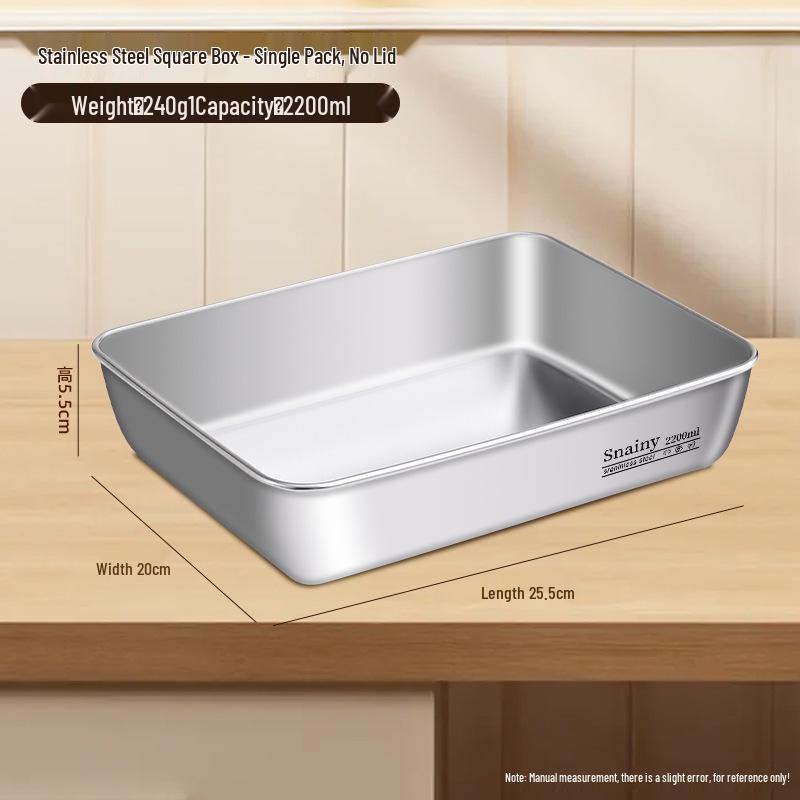 Food-Grade Stainless Steel Square Basin with Lid for Dough Kneading and Kitchen Use