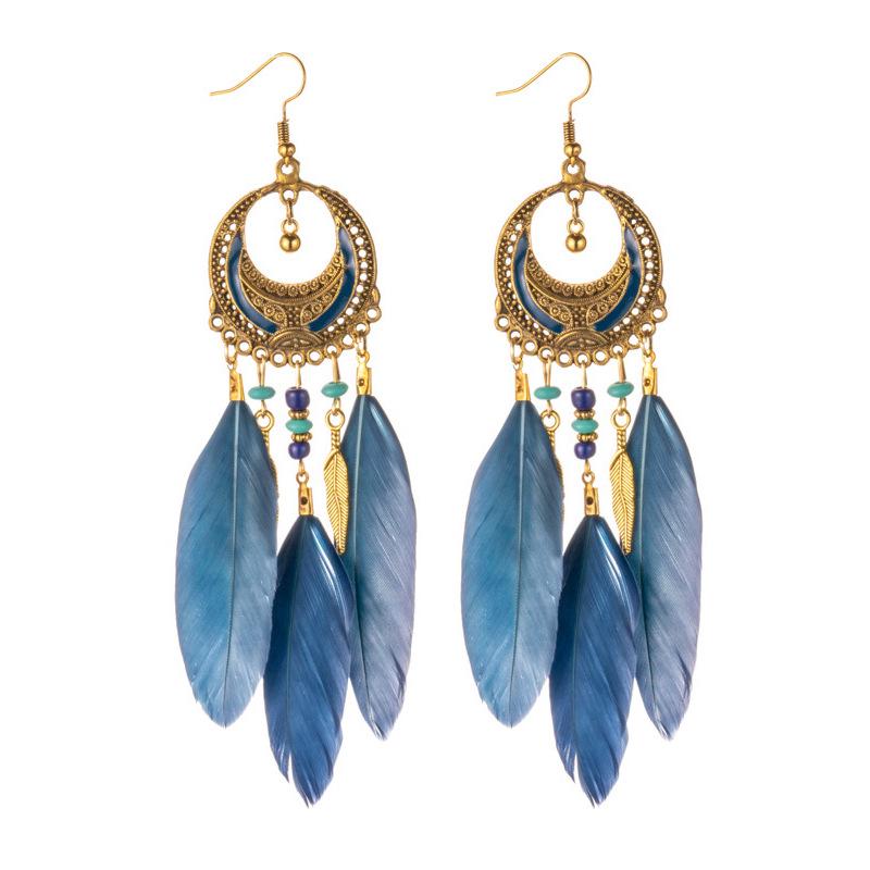 Bohemian Long Tassel Feather Earrings - Trendy Douyin-Inspired Design for Women