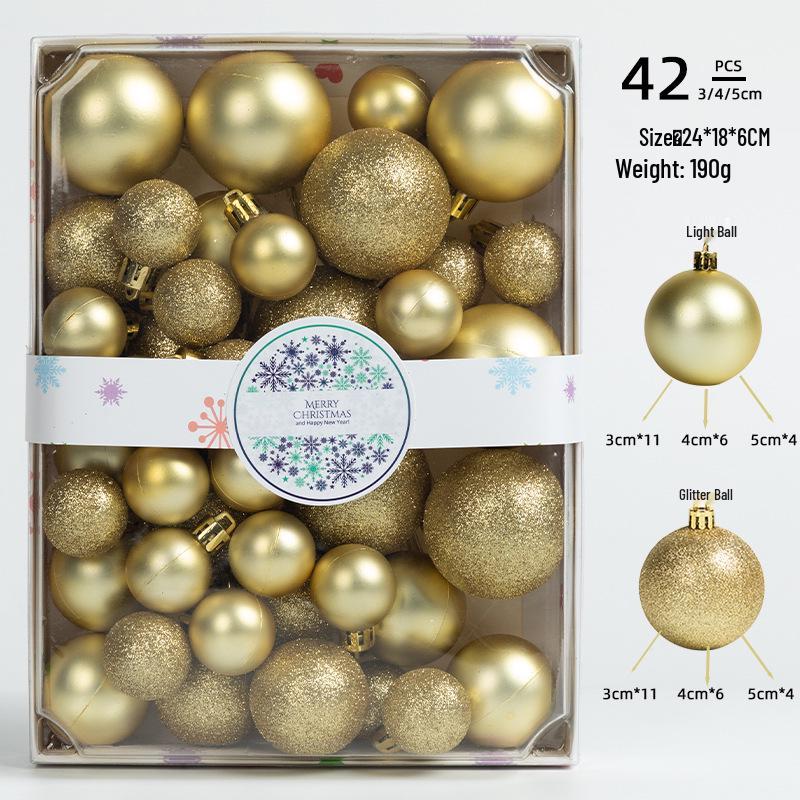 Cross-Border Christmas Ball Set: 42-Piece Glossy & Glitter Ornaments (3/4/5cm)