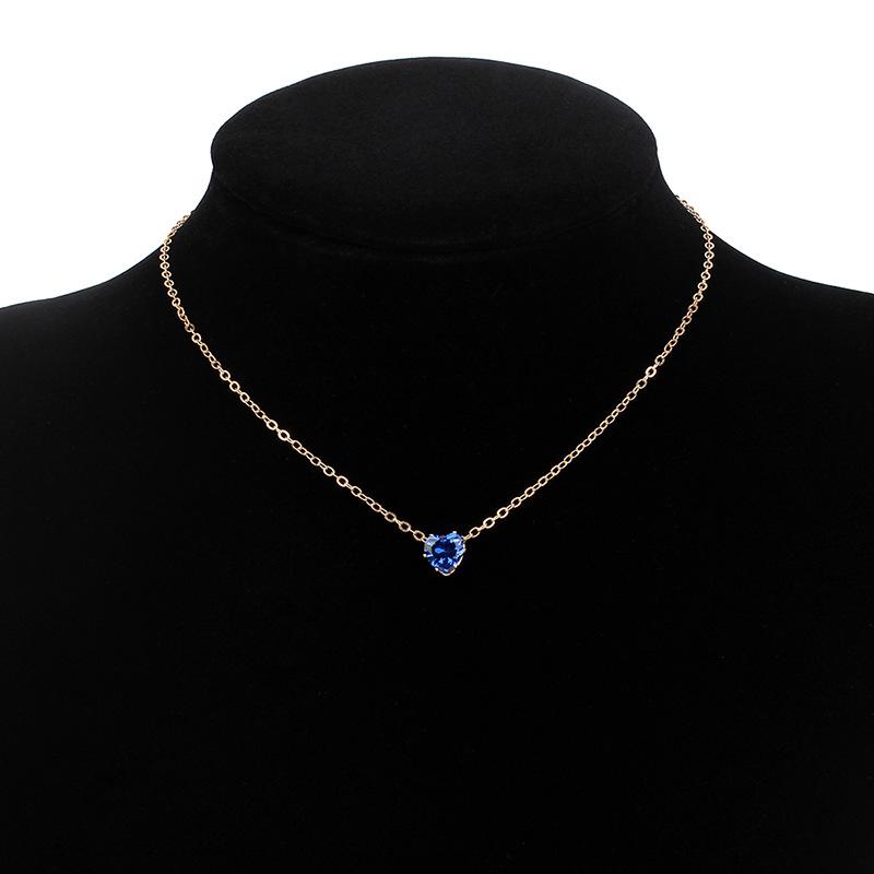New accessories, European and American simple alloy chain crystal necklace, colorful fashionable heart-shaped zircon collarbone chain