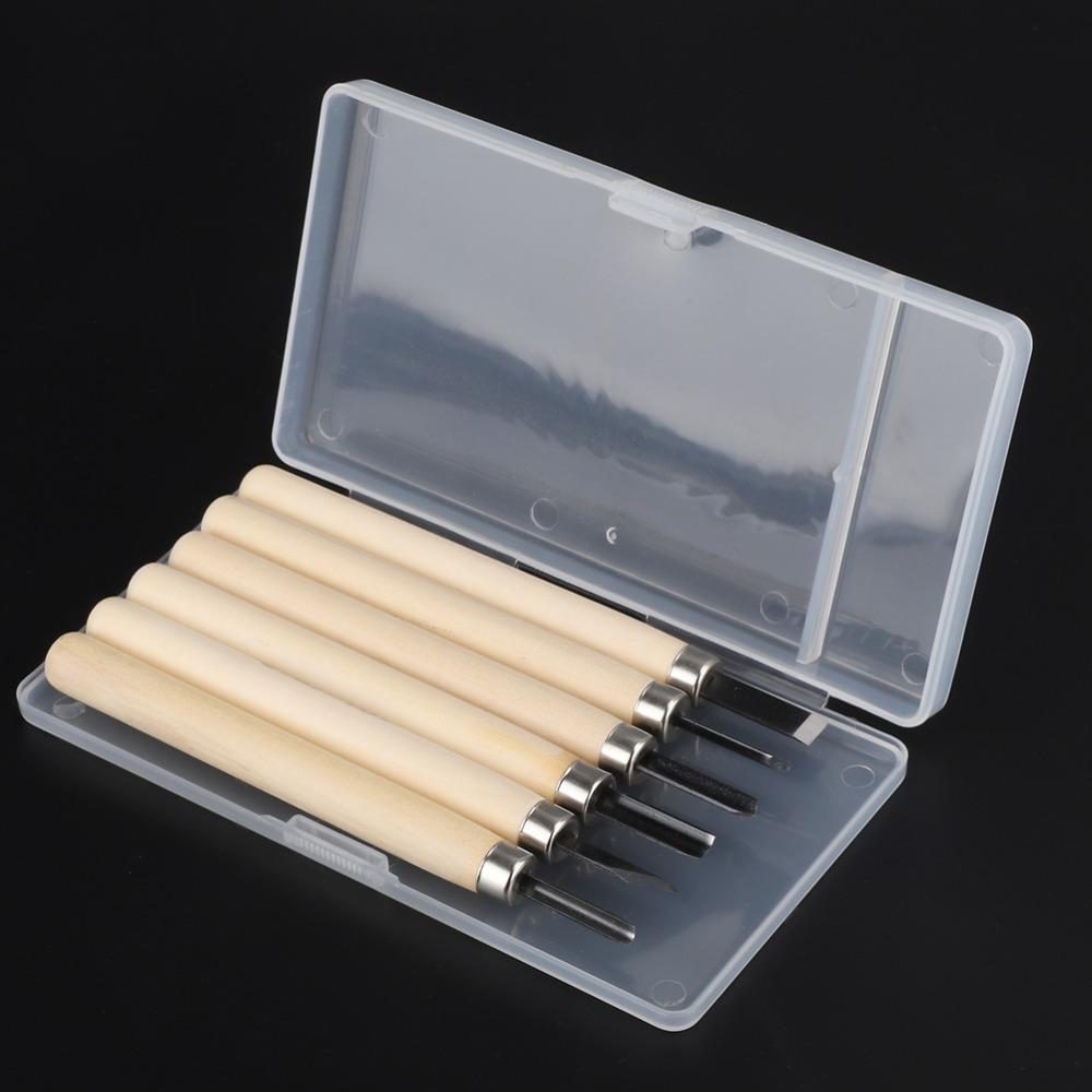 6pcs Steel Wood Carving Tool Wooden Handle Chisel Kit Wood Carving Knife  Basic Woodworking
