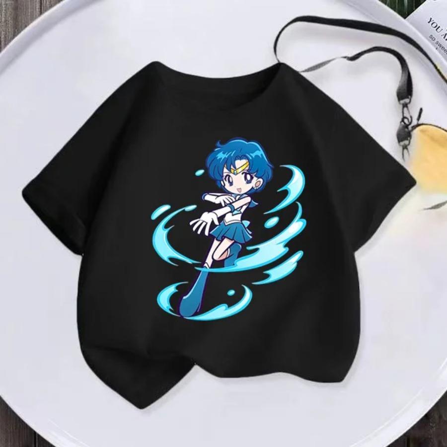 Summer New Kids T-shirt Anime Sailor Moon Girl T-shirt Fashion Cute Girl Anime Harajuku Style Short Sleeve T-shirt Top