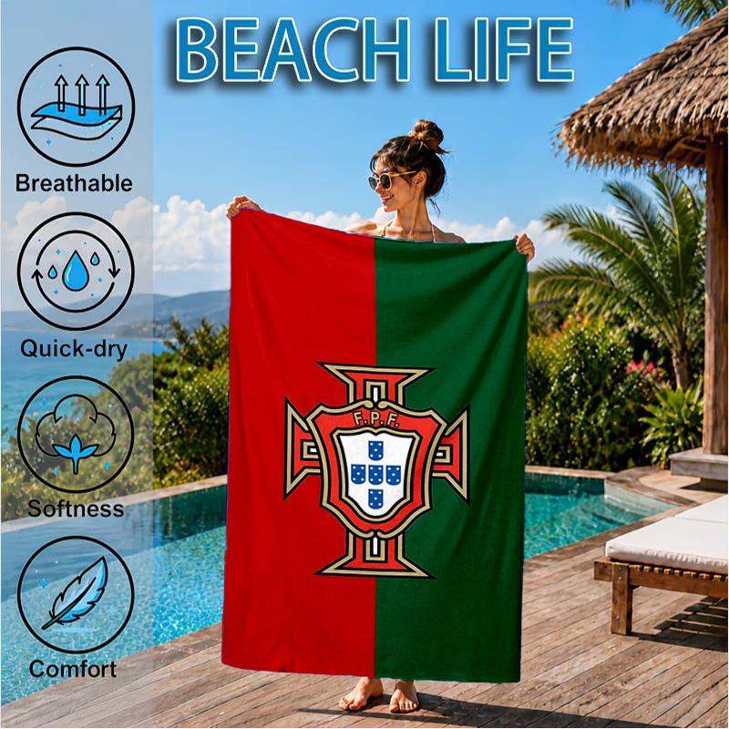 Asciugamano da Spiaggia Emblema Nazionale del Portogallo, Asciugatura Rapida, Facile da Curare, Adatto Sia per il Fitness che per le Vacanze al Mare, Essenziale per lo Sport