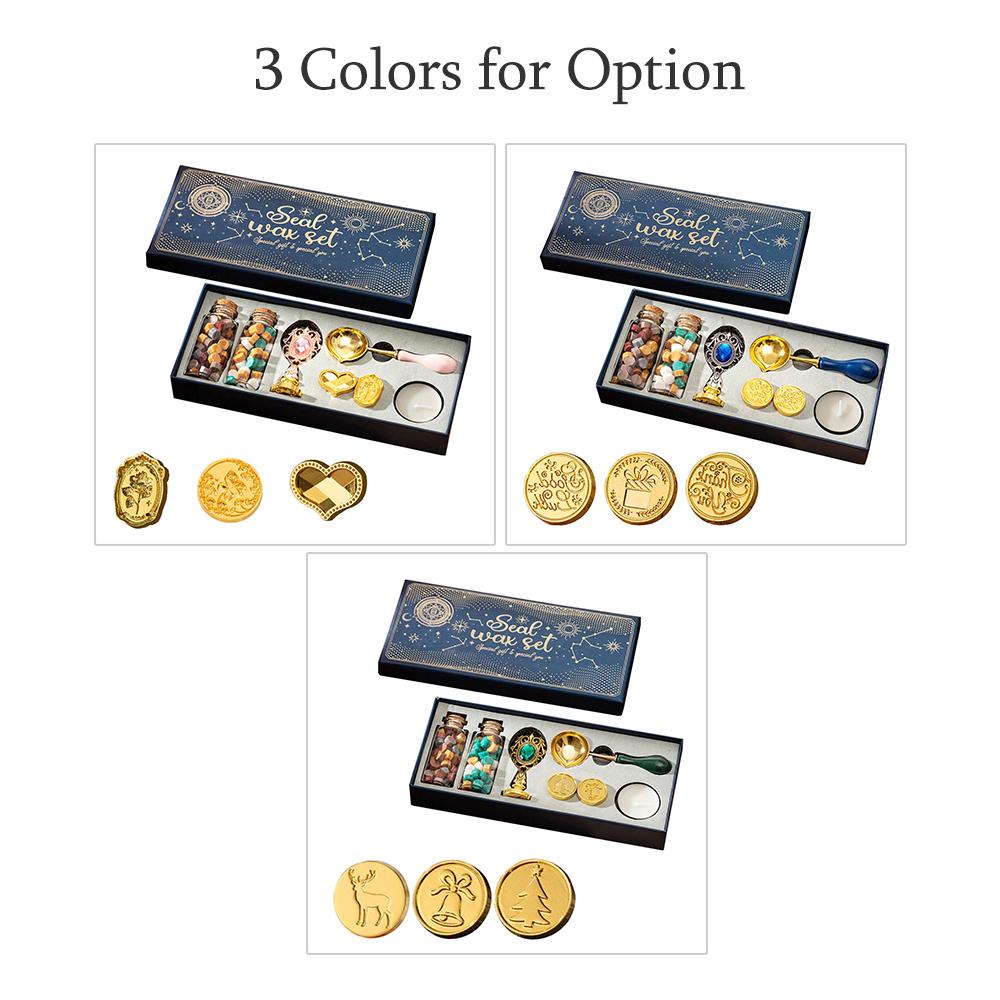 

Wax Sl Stamp Kit with 3pcs Sl Stamp and Bottle of Wax Bds Spoon/Candle for Christmas Vintage Envelopes Letters Mailing Crafts Gift for Envelopes Let