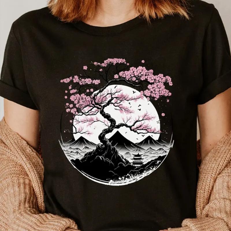 

Модная женская красивая футболка с принтом пейзажной живописи, забавная повседневная футболка с круглым вырезом и короткими рукавами, летняя женская футболка 8XL чёрный