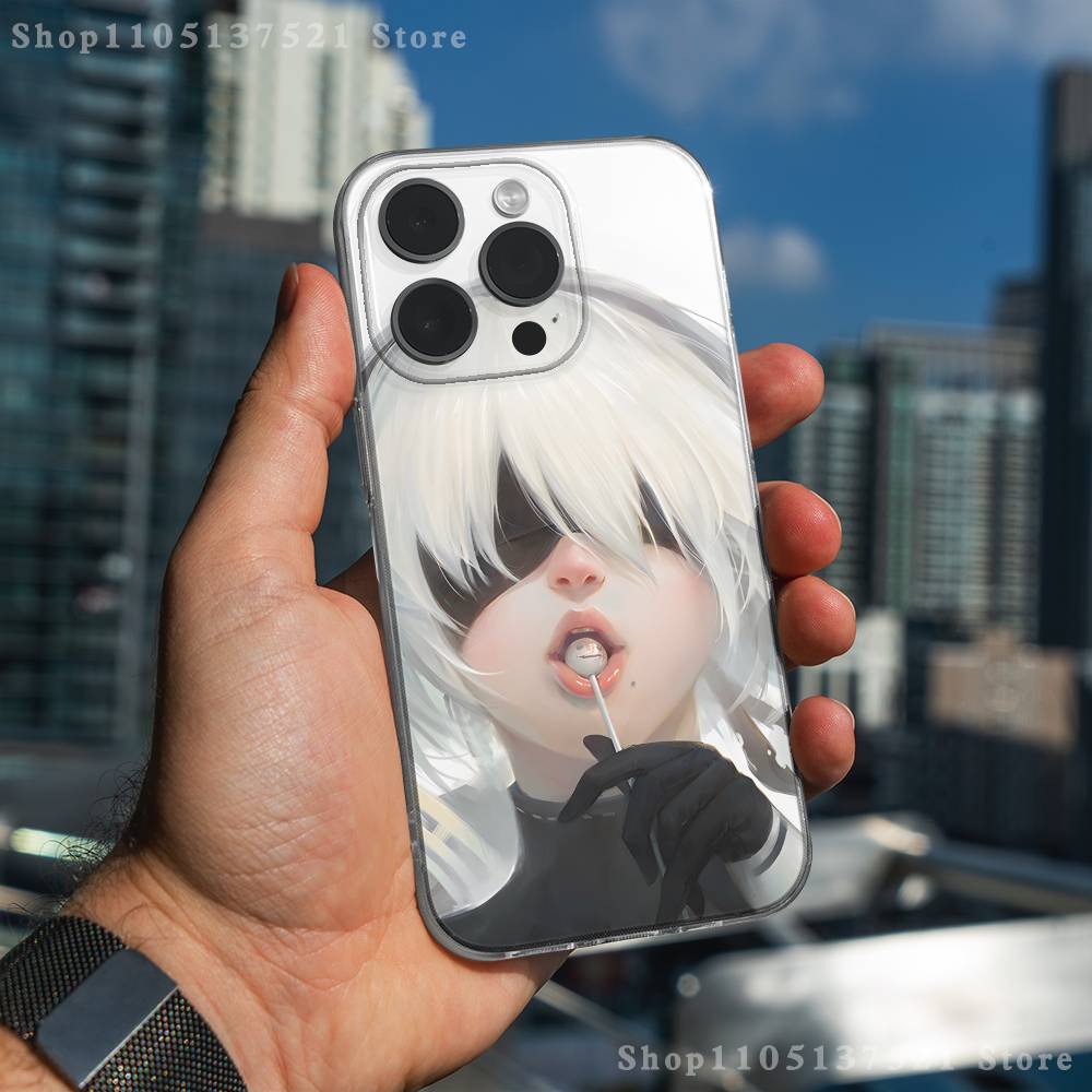 Y-YoRHa No 2 Type B Phone Case For iPhone 16,15,17,12,13,14,11 Max,Pro,Plus,X,XS,XR,SE4,E Mini Transparent Cover