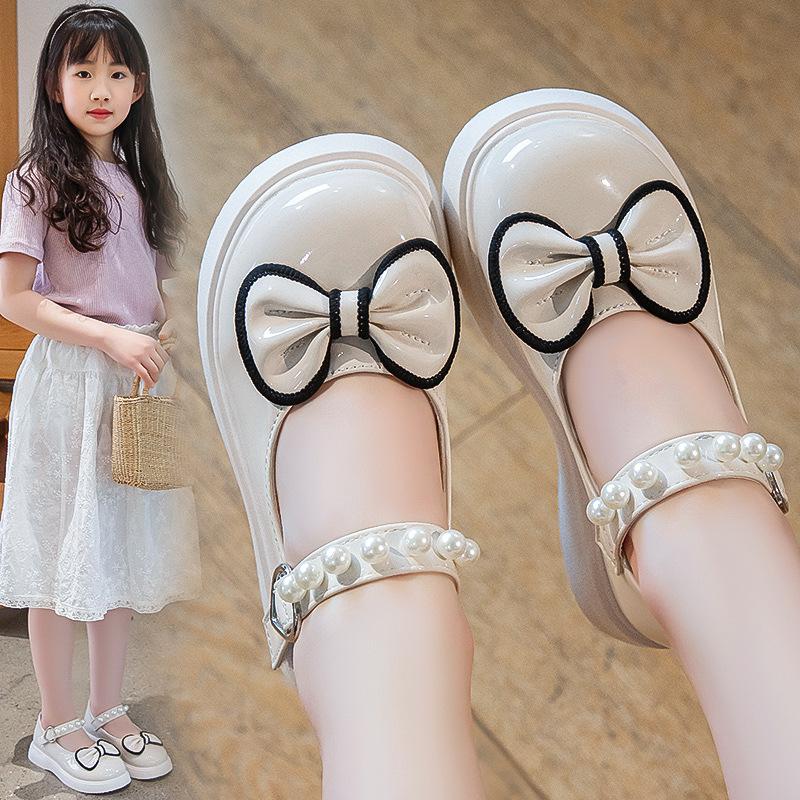 

Весенне-летние туфли из маленькой кожи для девочек, черные кожаные туфли с бантом, в британском стиле, туфли для выступлений принцессы Мэри Джейн, новые супермягкие 37 бежевый