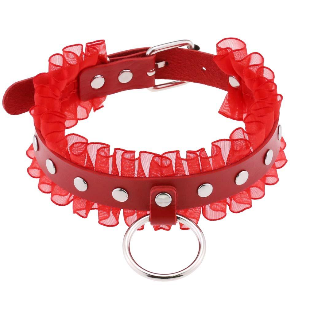 Black Leather Collar Lace Punk Choker Necklace Goth Cosplay Jewelry  Aesthetic Gothic Accessories