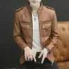 Men's Fashion Stand Collar Leather Motorcycle Jacket with Multi-Pockets for Autumn and Winter
