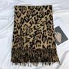 Leopard Print Thickened Imitation Cashmere Scarf with Tassels - Warm, Windproof and Versatile Shawl for Autumn and Winter.