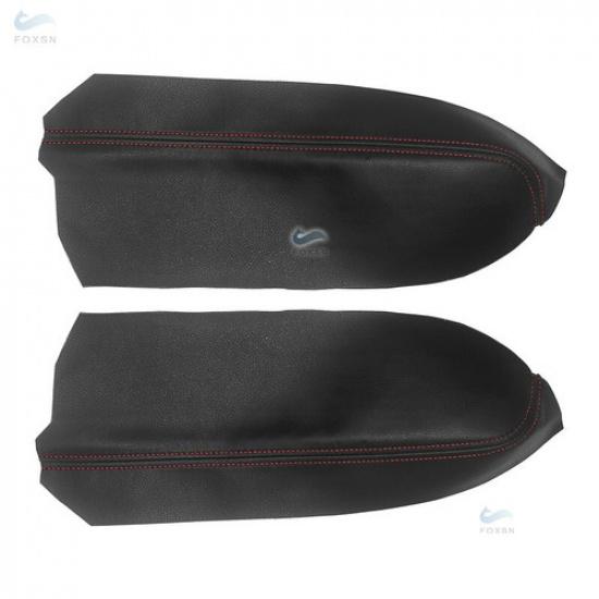 For Toyota Prius 2004-2009 Pair BLACK LEATHER+Red Front Door Panel Armrest Cover
