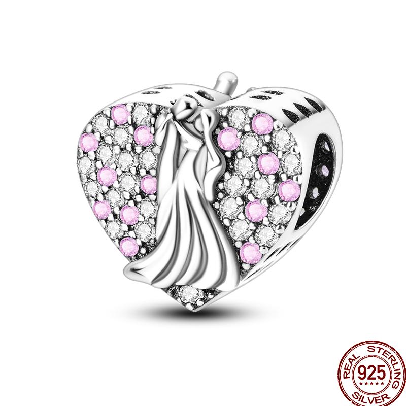 New Original Copper Pave Zirconia Pink Lotus Diy Beads Charms Fit Pan 3Mm Bracelets Madam Jewelry Gift