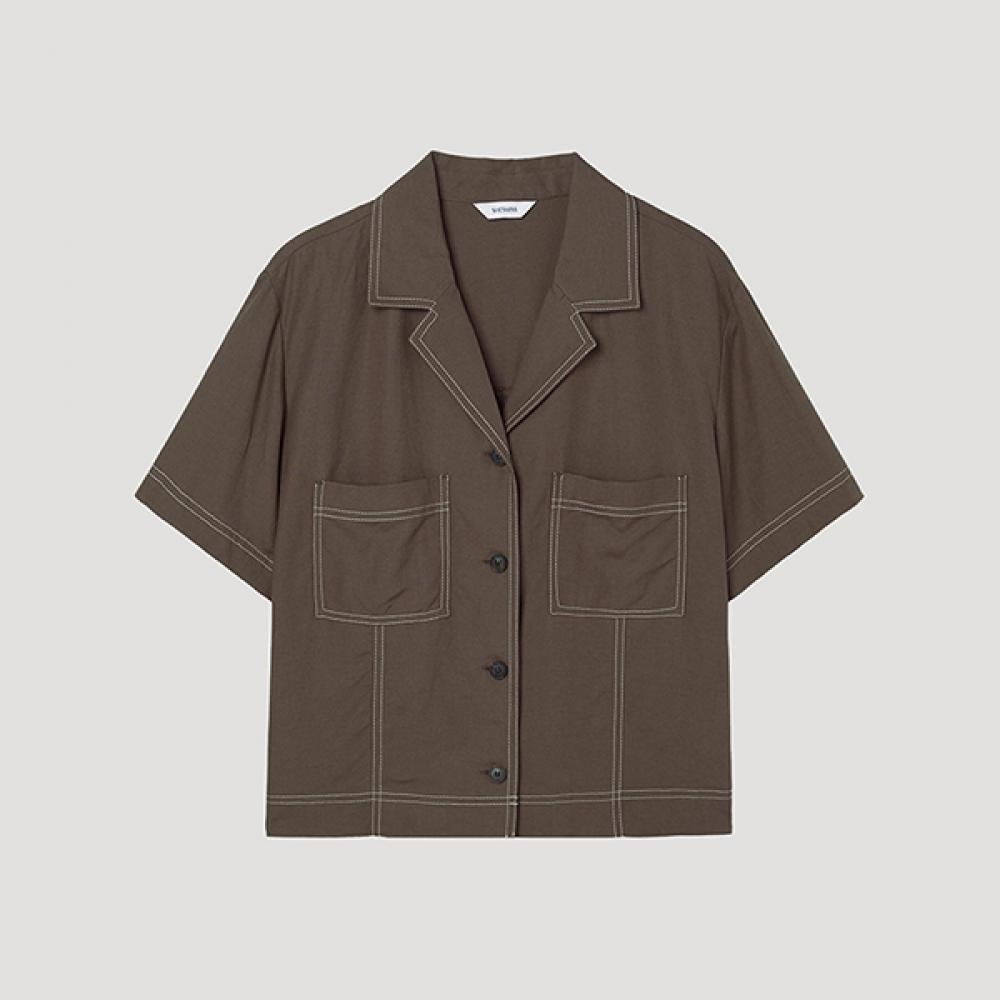 

[shs Miss] Stitch Open Collar Jacket Swwstp22190 Braun/55