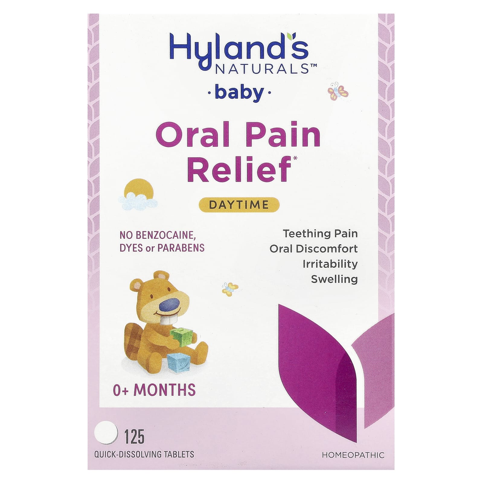 

Hyland S Naturals, Infants, Oral Pain Relief, Weekly, 0 months and up, Quick Dissolve Tablets, 125