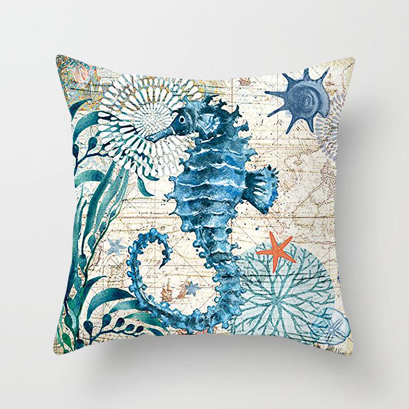 Retro Mediterranean Ocean Digital Print Peach Skin Pillow Cover Cushion Cover Wish Home Products Cushion Cover