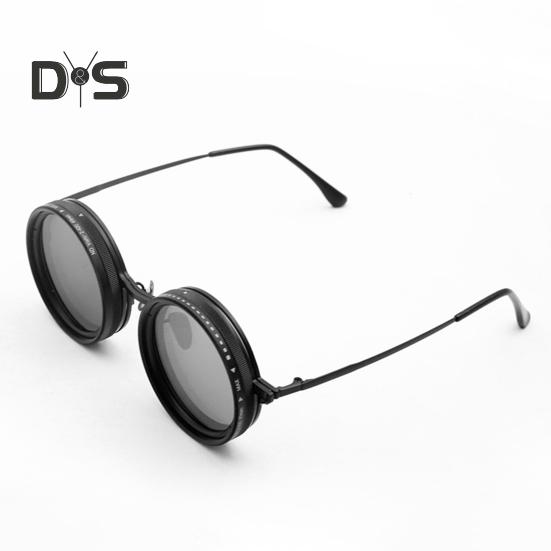 1-9 Gears Adjustable Tint Sunglasses for Men UV400 Round Polarized Glasses with ND Filter Lenses for Beach Shady Fishing Driving