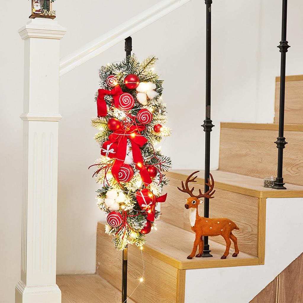 Beleuchteter Weihnachts-Treppen-Girlande Künstlicher Kranz, Dekoration, Treppenhaus für Party