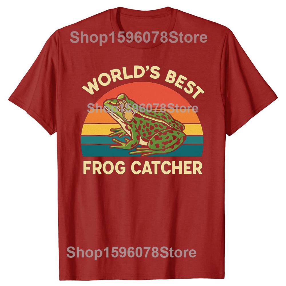 Funny Retro World Best Frog Catcher Cotton Tops Fitness T-Shirt Oversized Unisex Tshirt Graphic Tees Men s Clothing Streetwear S