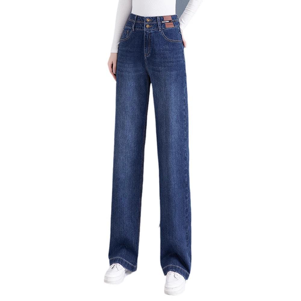 Fleece-Lined High-Waisted Wide-Leg Jeans for Women - Slimming, Loose, Straight-Leg for Autumn/Winter 2025