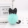 Adorable Black Kitten Keychain with Faux Fur Ball Charm - Cat Plush Toy Accessory