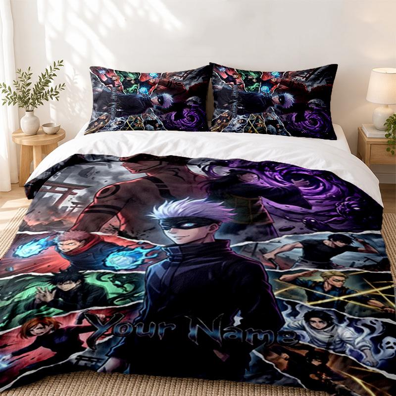 Jujutsu Kaisen Custom Name 3pc set Perfect for bedroom use Comfortable bedding set includes a duvet cover and two pillowcases Ideal birthday or Christ