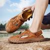 2025 Summer Breathable Men’s Beach Leather Designer Slippers Non-Slip Mule Luxury Roma Gladiator Sandals Men Casual Flip Flops
