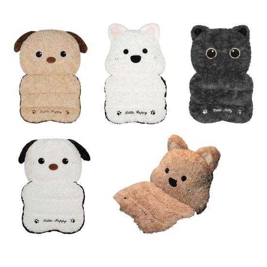 Car Seat Cushion Cat And Dog Plush Seating Cushion 2-in-1 Seat & Back Support with Non-Slip Bottom Thick Winter Warm Padding for Office Gaming Home