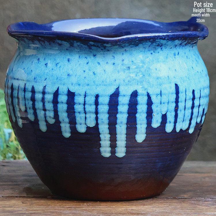 Handmade Retro Ceramic Succulent Planter with Large Caliber