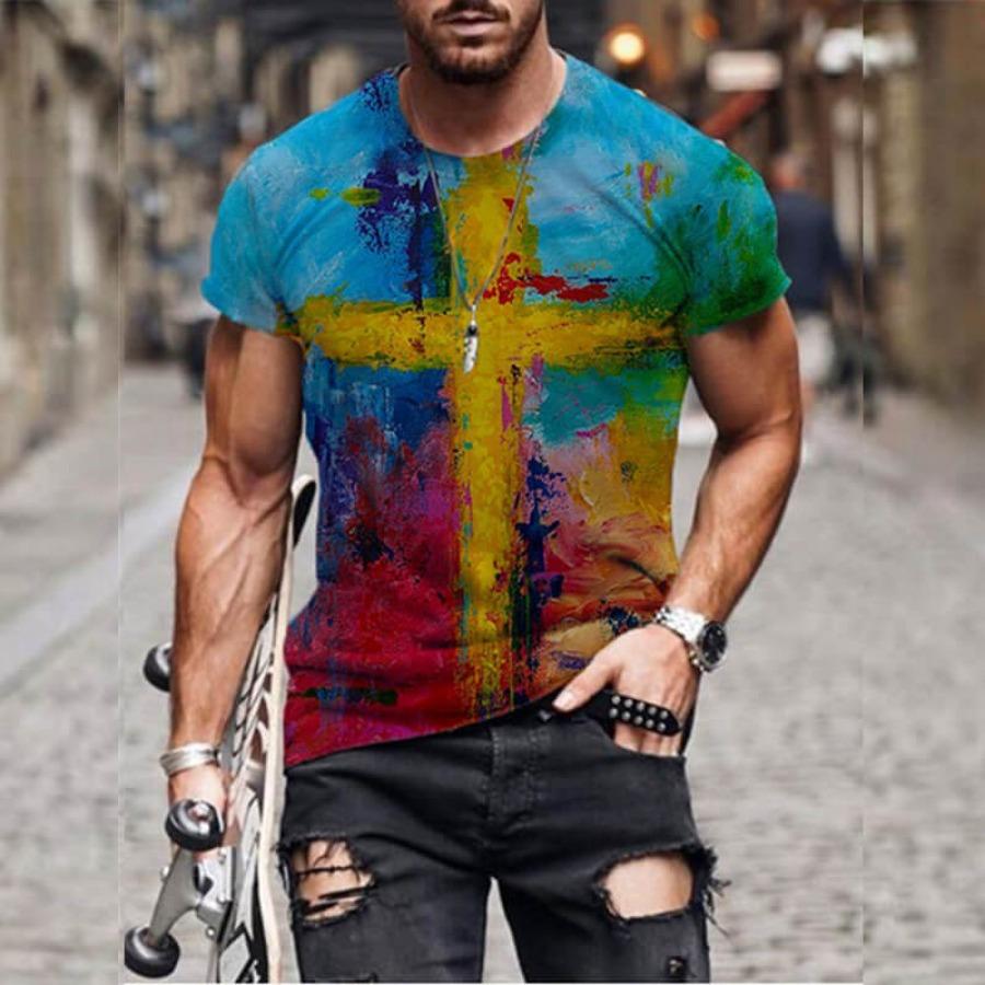 3d Print T Shirt Short Sleeve Top Men's Summer Round Neck Tees Plus Size Men Simple T Shirts