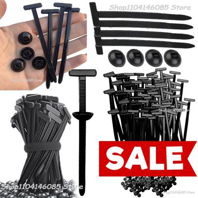 Universal Car Nylon Cable Tie Buckles Heavy Duty Self-Locking Zip Ties Holder with Pin Button Fasteners Car UV Resistant Ties