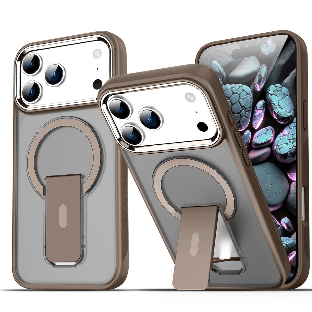 Desert Gold Folding holder magnetic phone case for iPhone 17 16 15 14 13 12 11 Pro Max Air Plus magsafe charging hard back cover