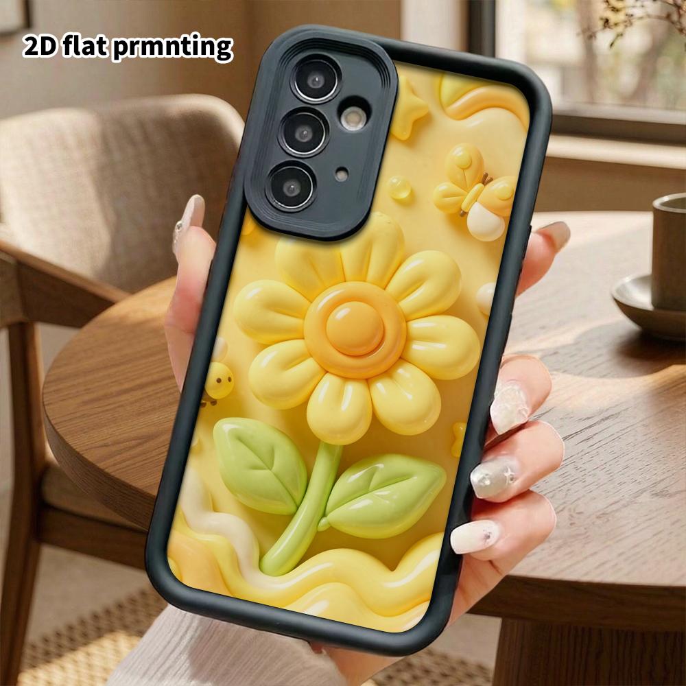 Phone case: 2D flat, suitable for Samsung Galaxy A34 A35 M05 M06 S20 S22 S21 FE Plus 5G protective case, yellow sunflower, perfect Christmas and Hallo