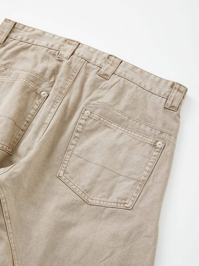 IKALOOK Loose Fit Washed Chino Work Cargo Pants Dpt133