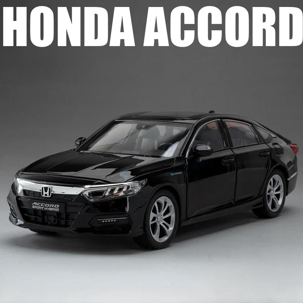 1:24 HONDA ACCORD Miniature Car Model Toys Alloy Diecast Vehice 6 Door Opened Sound Light Pull Back Toy Children's Birthday Gift